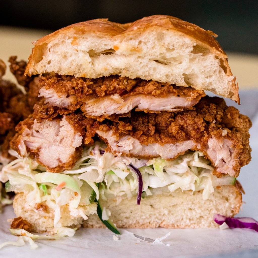 Chicken sandwich from Basilisk in Portland, Oregon